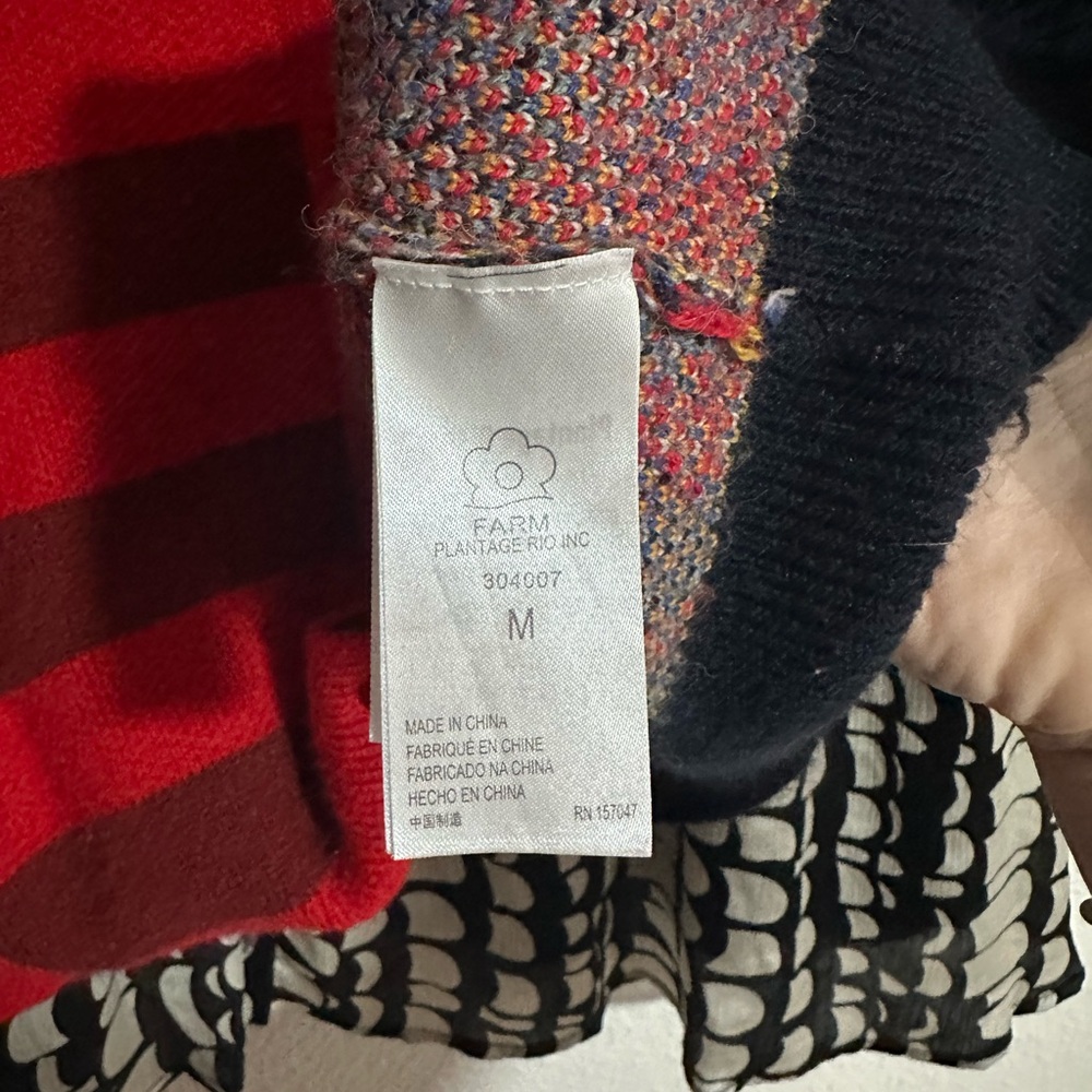 FARM Rio Vintage Forest Striped Floral Patchwork Oversized Knit Cardigan Medium - Picture 6 of 8